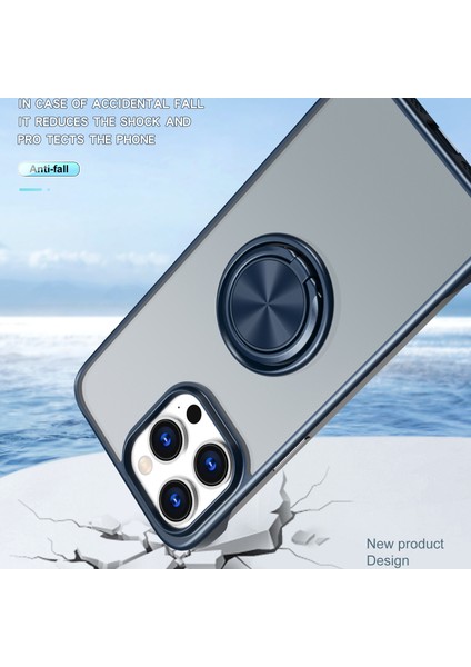 Apple iPhone 14 Pro Max Case Borderless Tasarım Yüzüğü Kickstand Telefon Kapak Navy Blue (Yurt Dışından)