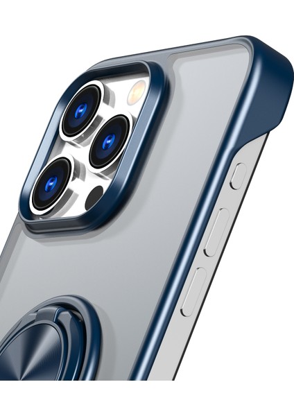 Apple iPhone 14 Pro Max Case Borderless Tasarım Yüzüğü Kickstand Telefon Kapak Navy Blue (Yurt Dışından)