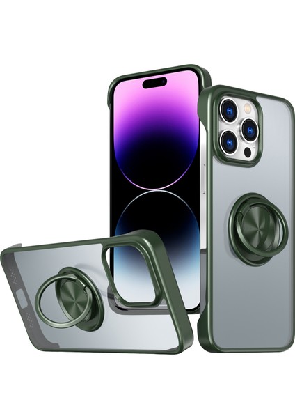 Apple iPhone 14 Pro Max Case Sınırsız Tasarım Yüzüğü Kickstand Telefon Kapak Yeşil (Yurt Dışından)