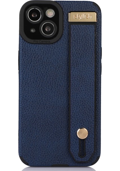Apple iPhone 14 Plus Case Pu Derisi+Tpu Kickstand Kayış Mavisi ile Anti-Damla Telefon Kapağı (Yurt Dışından)