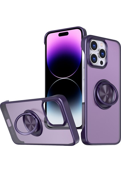 Apple iPhone 14 Pro Max Case Borderless Tasarım Yüzüğü Kickstand Telefon Kapak-Mor (Yurt Dışından)