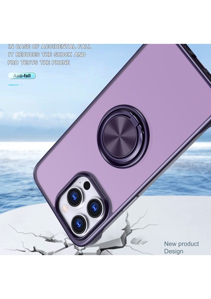 Apple iPhone 14 Pro Max Case Borderless Tasarım Yüzüğü Kickstand Telefon Kapak-Mor (Yurt Dışından)