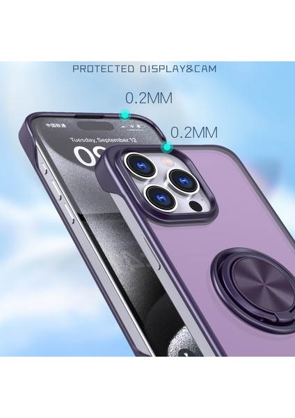 Apple iPhone 14 Pro Max Case Borderless Tasarım Yüzüğü Kickstand Telefon Kapak-Mor (Yurt Dışından)