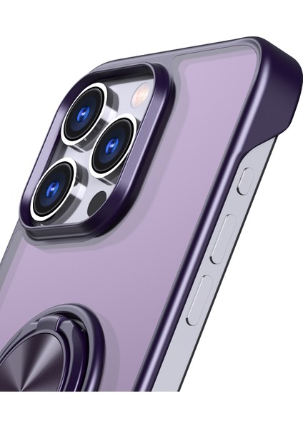 Apple iPhone 14 Pro Max Case Borderless Tasarım Yüzüğü Kickstand Telefon Kapak-Mor (Yurt Dışından)