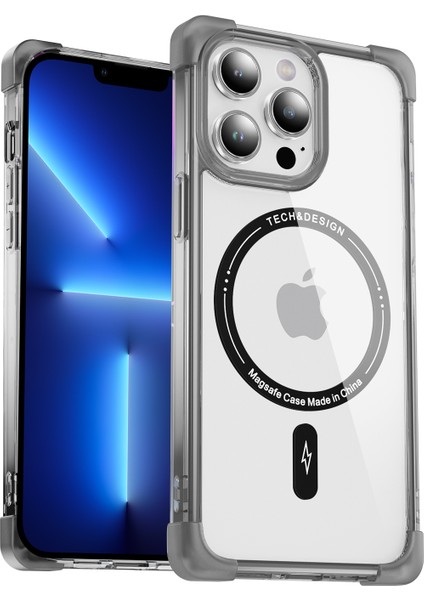 Apple iPhone 13 Pro Max 6.7 Inç Kasa Tpu+Akrilik Telefon Kapağı Magsafe-Tövbe Siyahı ile Uyumlu Ysm Takviyeli Köşeler Serisi (Yurt Dışından)