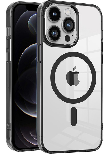 Apple iPhone 12/12 Pro Magnicy Telefon Kılıfı Şeffaf Pc+Tpu Kapağı Magsafe-Black ile Uyumlu (Yurt Dışından)