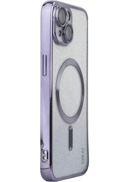 Apple iPhone 14 Plus Içinenaky Plus Manyetik Tpu Kılıfı Elektrokaplama Glitter Telefon Kapak Morası (Yurt Dışından)