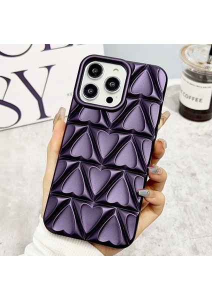 Apple iPhone 14 Pro Max Case Tpu Yumuşak Ka Kalp Tasarımı Şok Geçirmez Telefon Koruyucu-Dark Mor (Yurt Dışından)