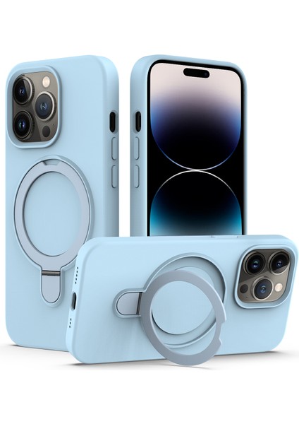 İPhone 14 Pro Max Kickstand Case PC+Silikon Kapağı Magsafe-Sky Blue ile Uyumlu (Yurt Dışından)