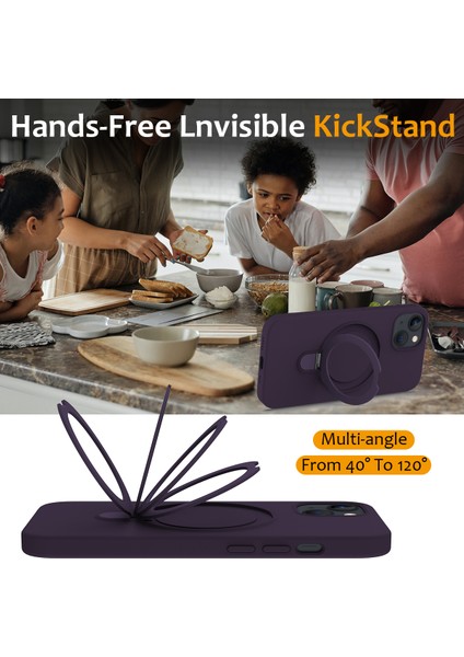 Apple iPhone 13 Case Pc+Silikon Kickstand Magnetic Telefon Kapak-Dark Mor (Yurt Dışından) indirimleri