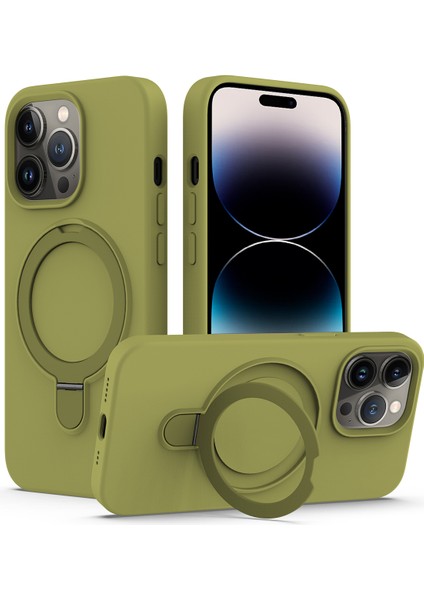 İPhone 14 Pro Max Kickstand Case PC+Silikon Kapağı Magsafe-Green ile Uyumlu (Yurt Dışından)