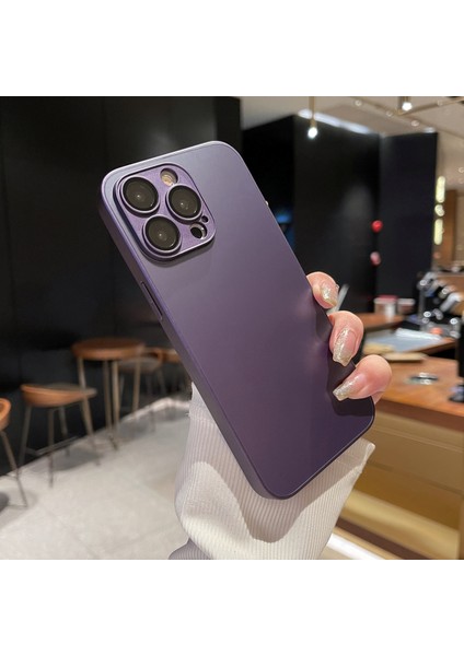 13 Pro Case Tpu Çerçeve Temperli Cam Arka Cep Telefonu Kapak-Dark Mor (Yurt Dışından)