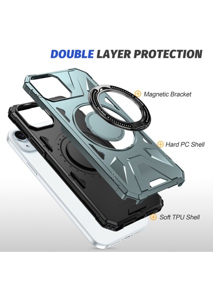 Apple iPhone 13/14 Için 6.1 Inç Manyetik Telefon Kasası Tpu+Pc Kickstand Koruyucu Kapak Yeşili (Yurt Dışından) indirimleri