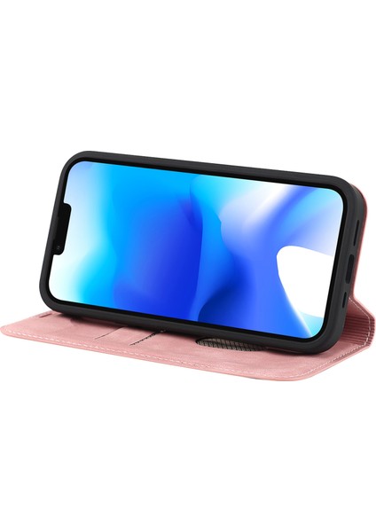 Apple iPhone 14 Plus Için Kasa Manyetik Pu Deri Rfıd Engelleyen Cep Telefonu Kapak-Pembe (Yurt Dışından)