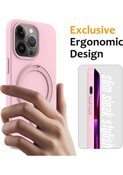 Apple iPhone 14 Pro Magnetic Case Kickstand Anti-Drop Pc+Silikon Kapak Grey Pembesi (Yurt Dışından)