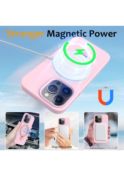 Apple iPhone 14 Pro Magnetic Case Kickstand Anti-Drop Pc+Silikon Kapak Grey Pembesi (Yurt Dışından)