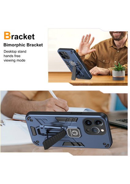 Apple iPhone 13 Pro Kickstand Case Shockproof Cep Telefonu Geri Kapak Blue Için (Yurt Dışından)