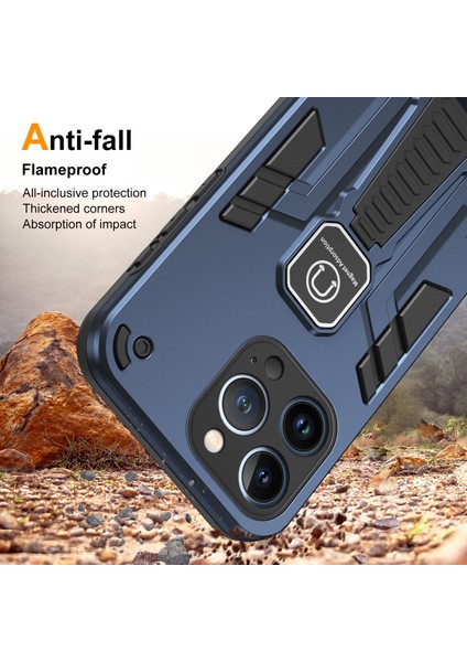 Apple iPhone 13 Pro Kickstand Case Shockproof Cep Telefonu Geri Kapak Blue Için (Yurt Dışından)