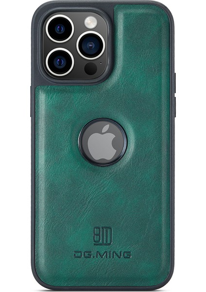 Apple iPhone 13 Pro Case Logo Için Anti-Fall Pu Deri+Pc+Tpu Kapak Yeşil (Yurt Dışından)