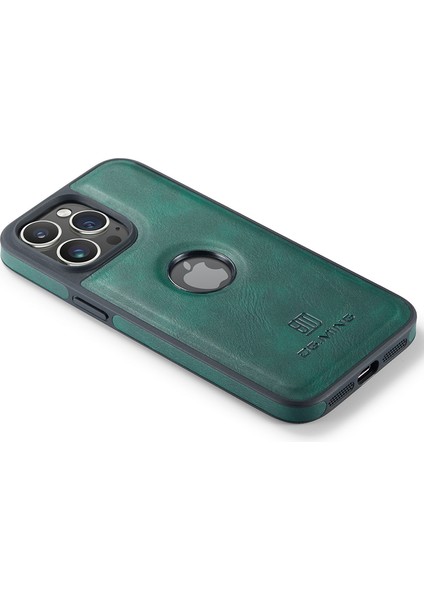 Apple iPhone 13 Pro Case Logo Için Anti-Fall Pu Deri+Pc+Tpu Kapak Yeşil (Yurt Dışından)