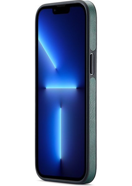 Apple iPhone 13 Pro Case Logo Için Anti-Fall Pu Deri+Pc+Tpu Kapak Yeşil (Yurt Dışından)