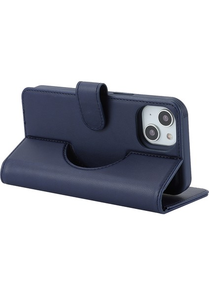 Magsafe Pu Deri Flip Cover-Dark Mavi ile Uyumlu Apple iPhone 14 Plus Kılıfı Için Çıkarılabilir Telefon Kılıfı (Yurt Dışından)