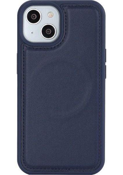 Magsafe Pu Deri Flip Cover-Dark Mavi ile Uyumlu Apple iPhone 14 Plus Kılıfı Için Çıkarılabilir Telefon Kılıfı (Yurt Dışından)