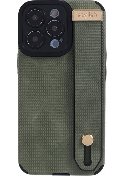 Apple iPhone 14 Pro Case Bilekliği Için Morandi Stil Tpu+Pu Deri Telefon Kickstand Kapak Yeşil (Yurt Dışından)