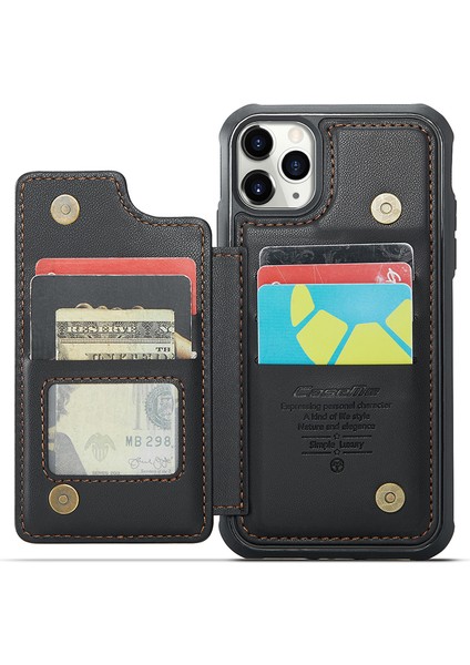 Apple iPhone 11 Pro Max Case Rfıd Engelleme Glossy Pu Deri Telefon Protector-Black (Yurt Dışından)