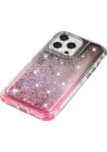 Apple iPhone 12 6.1 Inç/12 Pro 6.1 Inç Kasa Anti Kayma Tpu+Pc Gradyan Quicksand Koruyucu Arka Kabuk Black+Pembe (Yurt Dışından) fiyatları