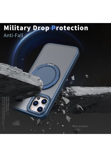 Magsafe Rotary Kickstand-Navy Blue ile Uyumlu Apple iPhone 11 Pro Max Manyetik Kılıf Için (Yurt Dışından)