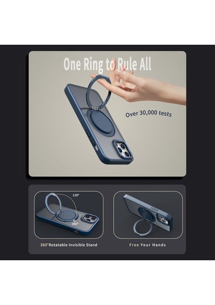 Magsafe Rotary Kickstand-Navy Blue ile Uyumlu Apple iPhone 11 Pro Max Manyetik Kılıf Için (Yurt Dışından)
