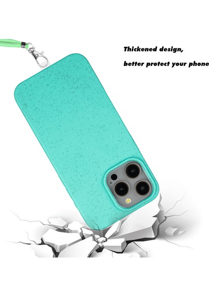 Apple iPhone 11 Pro Case Buğday Samanı+Tpu Manyetik Telefon Kapağı Ayarlanabilir Strap Sky Mavi (Yurt Dışından)