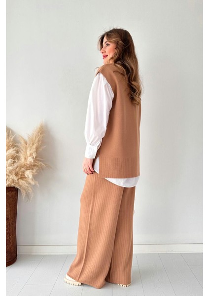 Süveter Pantolon Takım Camel