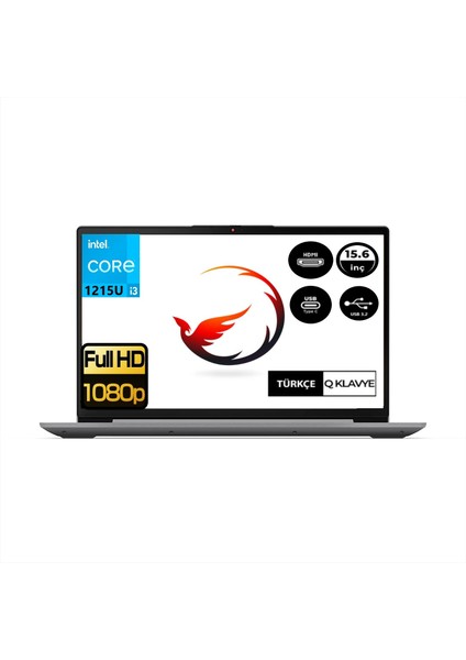 Ideapad 3 Intel Core I3-1215U 12.nesil 4gb 256GB SSD UHD Graphics Fredoos 15.6" Full Hd Dizüstü Bilgisayar 82RK00XBTX  Arena1