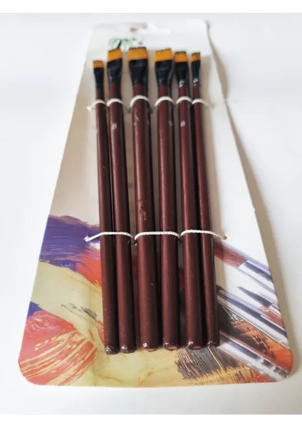 6'lı Fırça Resim Fırçası Yağlı Boya Akrilik Boya Fırçası 2 4 6 8 10 12 Numara fiyatları