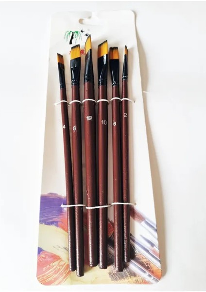 6'lı Fırça Resim Fırçası Yağlı Boya Akrilik Boya Fırçası 2 4 6 8 10 12 Numara modelleri