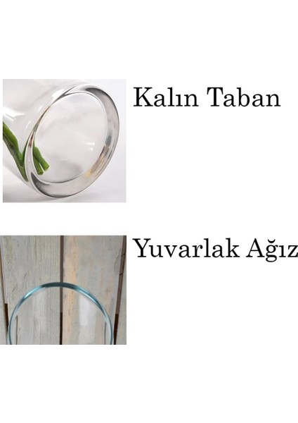 Denizli El Imalati 3'lü 10 cm 20 30 40 cm - El Işciliği Silindir Vazo Cam Kalın Tabandır Büyük Boy