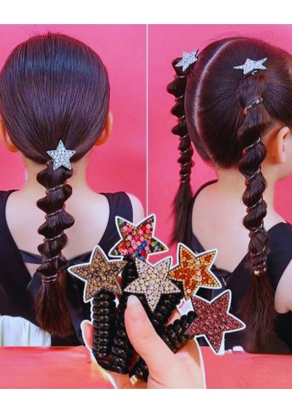 Taşlı Yıldızlı Yaylı 1 Adet Spiral Makarna Toka