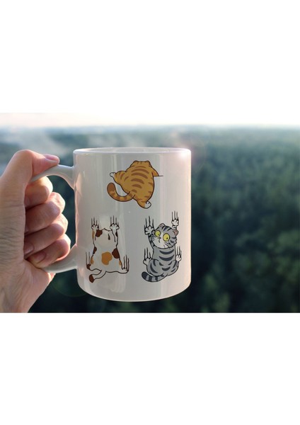 Kedi Baskılı Seramik Kahve Çay Kupası