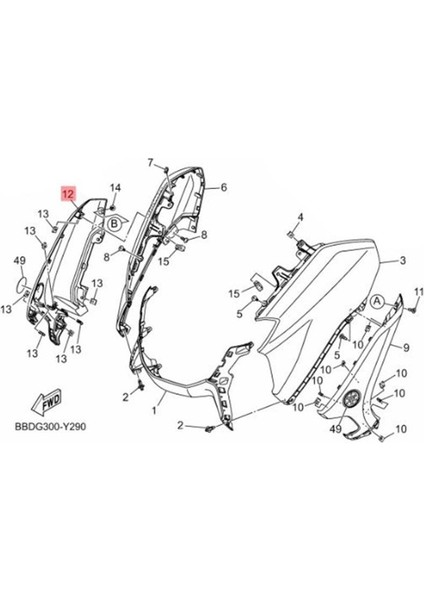 Nmax 125-155 Sağ Ön Göğüs Ara Kapak B6HF835V0000 (2021-2024) modelleri