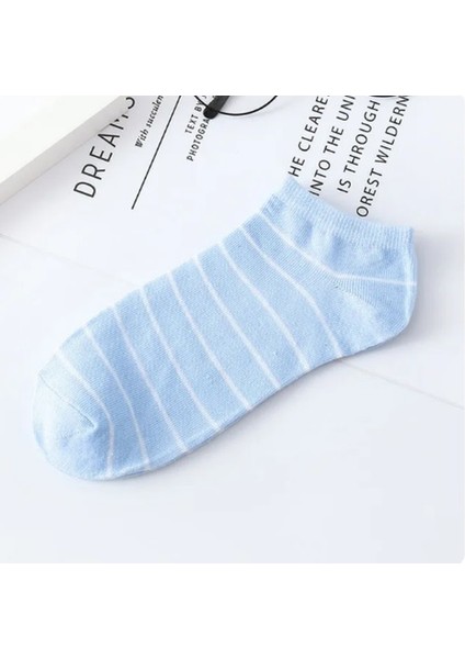 Çorap Socks 5 Çift Çizgili Renkli Kadın Patik Çorap Seti