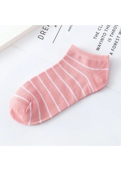 Çorap Socks 5 Çift Çizgili Renkli Kadın Patik Çorap Seti