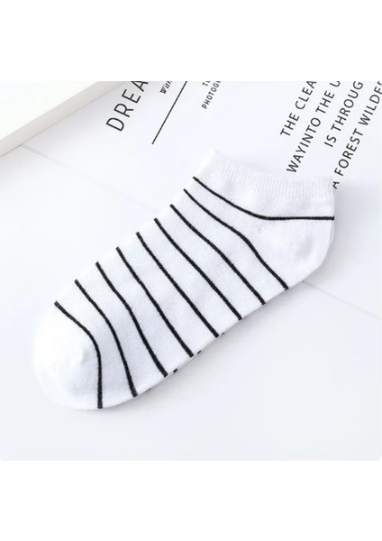 Çorap Socks 5 Çift Çizgili Renkli Kadın Patik Çorap Seti