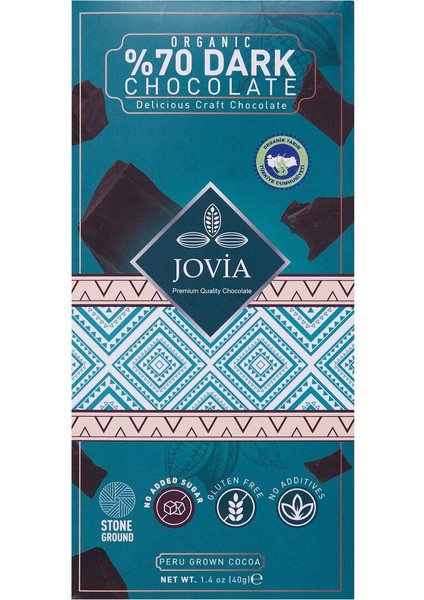 Organik %70 Bitter Çikolatalı Tatlandırıcılı Çikolata 40 gr