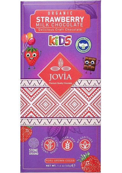 Organik Çilekli Sütlü Çikolata Kids 40 gr