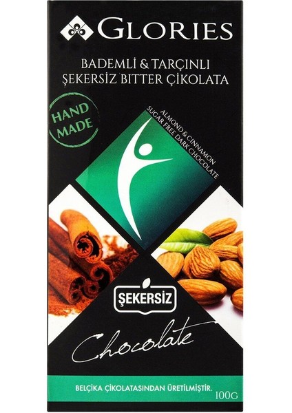 Bademli Bitter Vegan - Şekersiz Çikolata 100 gr