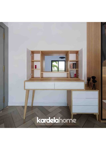 Kardela Makyaj Masası Dolaplı Çekmeceli