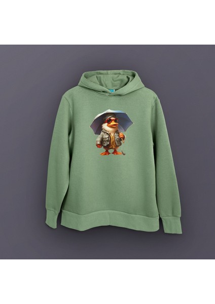 Şemsiyeli Ördek Düz Hoodie