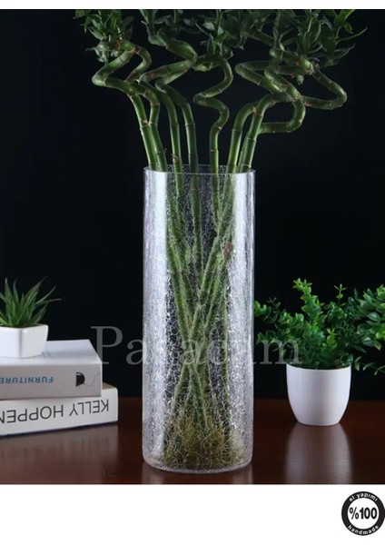 El Imalatı Denizli Silindir Cam Vazo Su Çatlağı Mod 15 cm